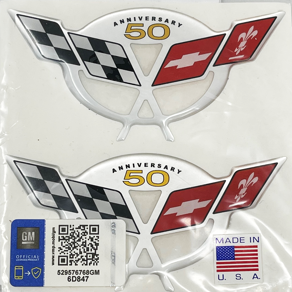 Corvette C5 Logo Domed Door Sill Decals 3.75" x 1.82" - Set of 2 : 2003 C5 50th Anniversary
