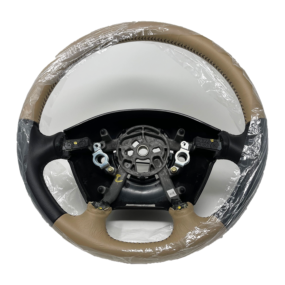 Corvette Steering Wheel Two Tone - Custom Leather Wrapped : 1997-2004 C5 & Z06 (Light Oak/Black)