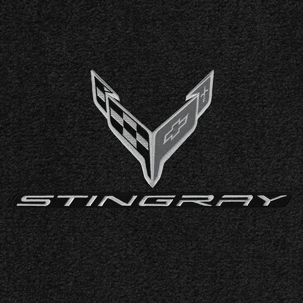 C8 Corvette Rear Cargo Mats - Lloyds Mats with C8 Crossed Flags & Stingray Script : Convertible