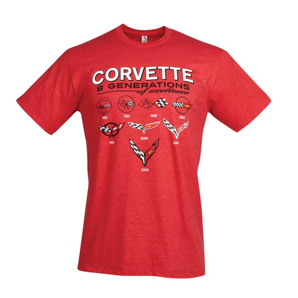 Next Generation Corvette 8 Generations Of Excellence T-shirt : Blue or Red