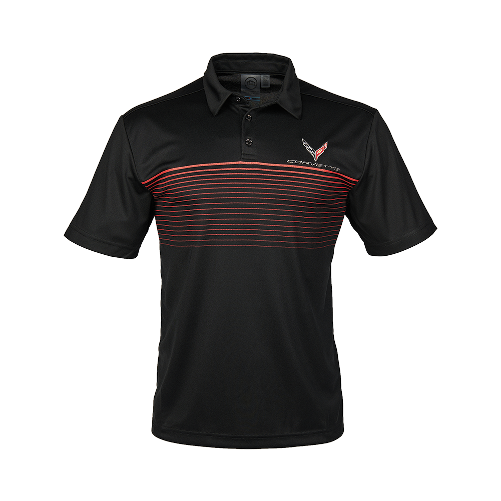 C8 Corvette Wavelength Polo - Men's : Red/Black