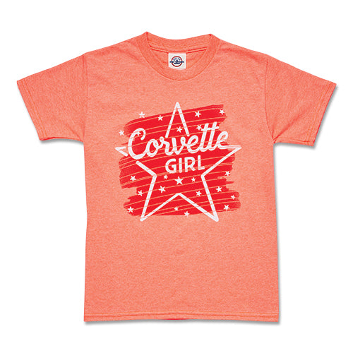 Corvette Girl Starstruck Watercolor Tee - Youth Tee : Coral