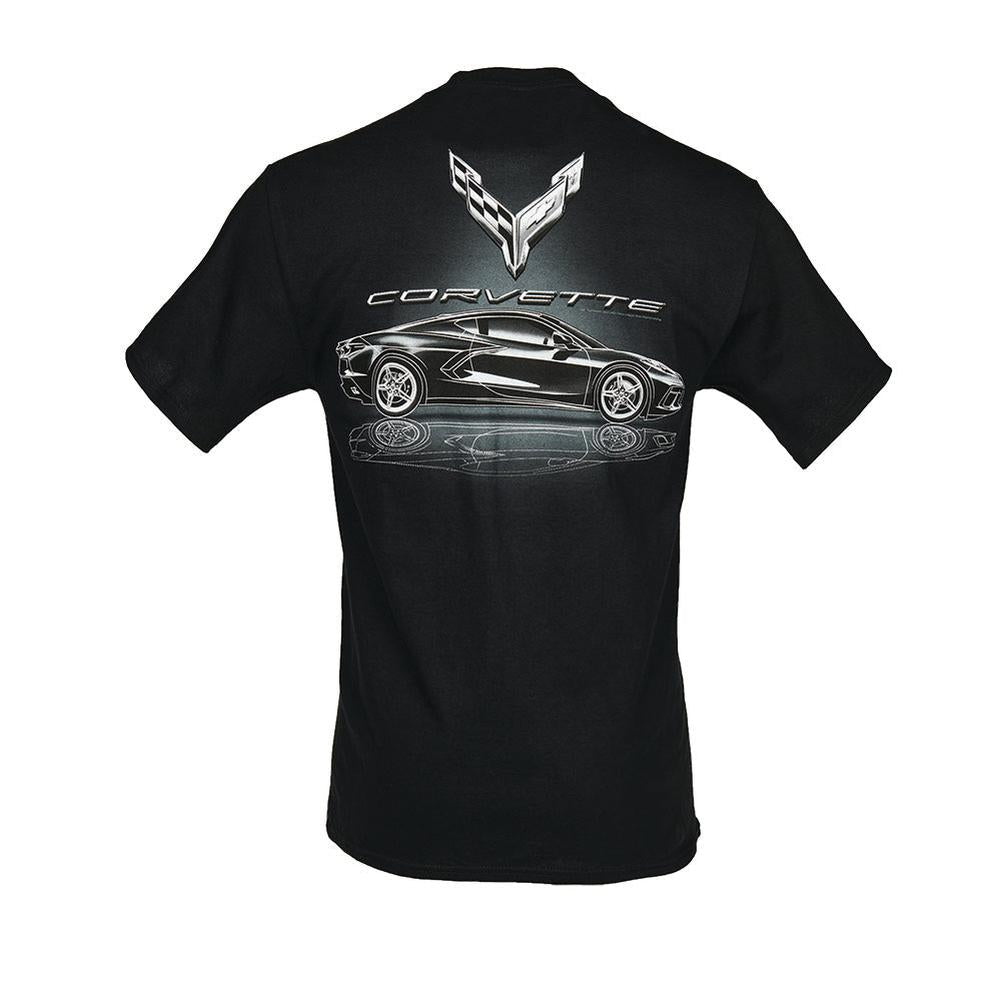 C8 Corvette Stingray Metallic Tonal Reflections T-Shirt : Black (XX-Large)