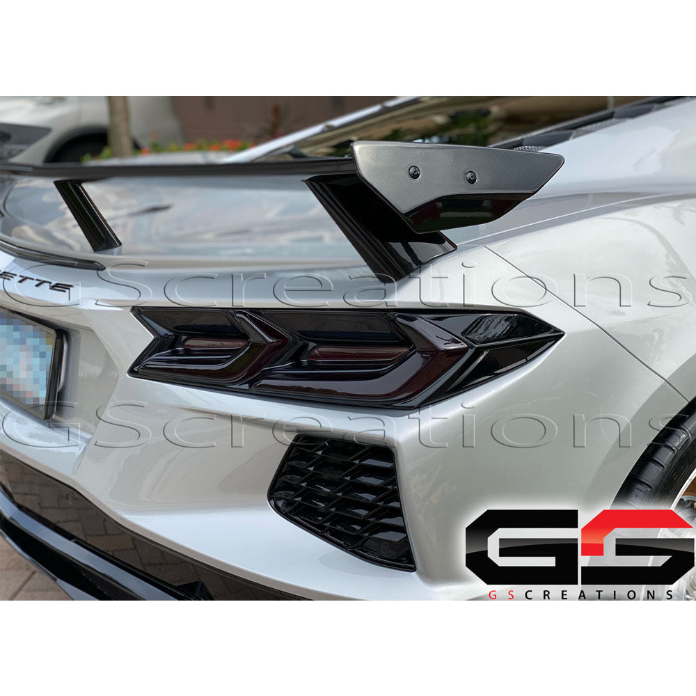 Corvette Rear Tail Light Molded Rear Blackout Smoked Covers : C8 Stingray, Z51