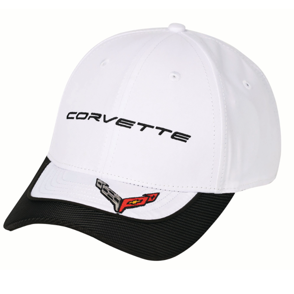 C8 Corvette Next Generation Carbon Accent Bill Hat - White
