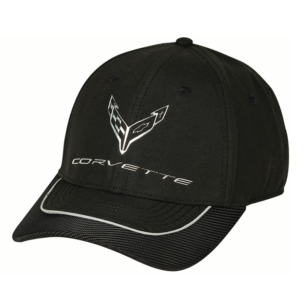 C8 Corvette Next Generation Metallic Chrome Emblem Hat - Black