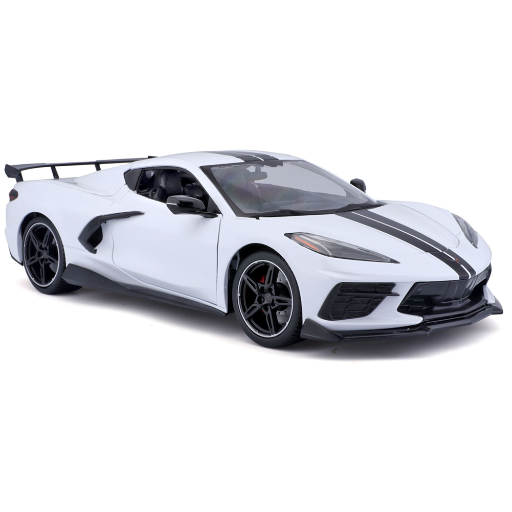 C8 Corvette Z51 Die Cast 1:18 w/ High Wing Spoiler - White
