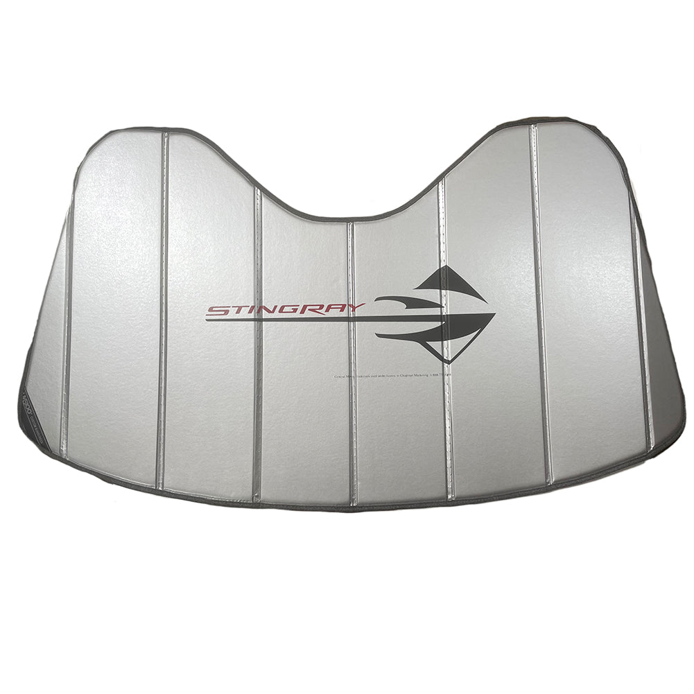 Corvette Stingray Logo Accordion Style Sunshade - Insulated Silver : C7 Stingray, Z51, Z06, Grand Sport