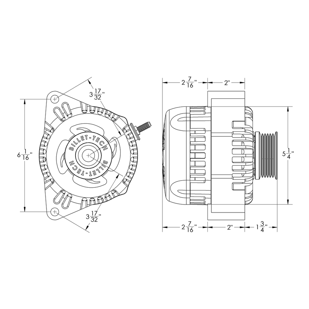 Corvette S Series Racing Alternator - Billet - 170/240 AMP - One Wire, Self Exciting : C5 1997-2004