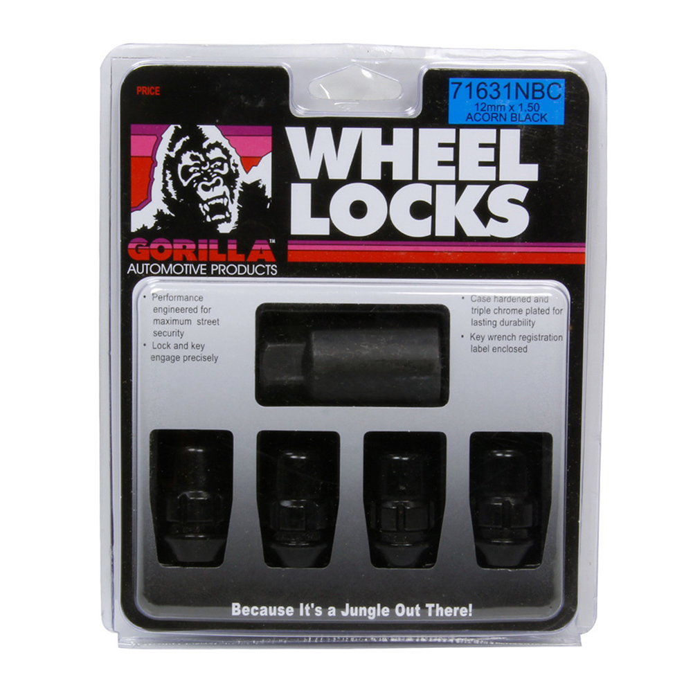 Corvette Gorilla Wheel Locks (Set) Gloss Black : 1997-2019 C5, C6, C7, Z06, ZR1, Grand Sport
