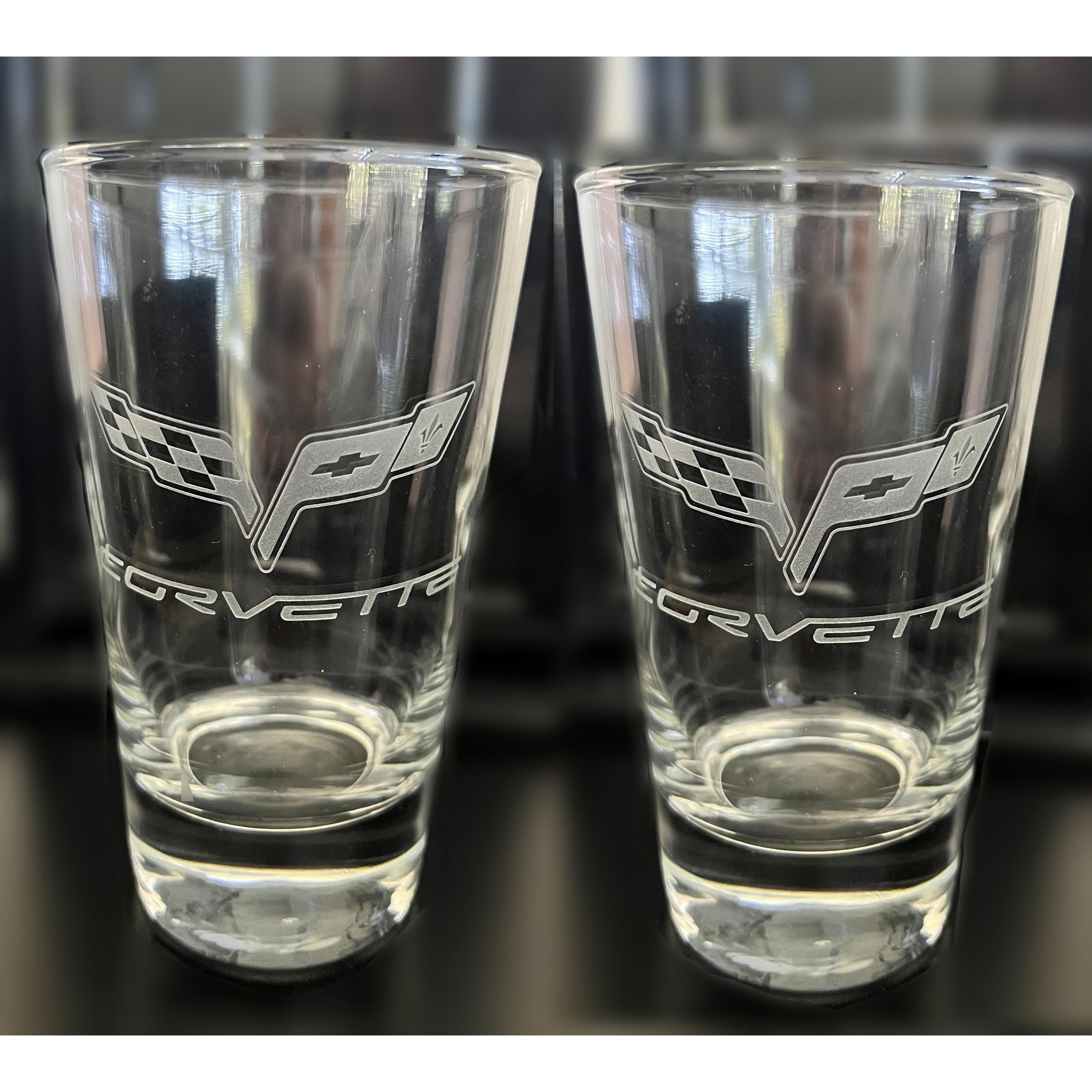 Clearance - C6 Corvette Tall Tapered Glassware: C6 Logo, Set of 2