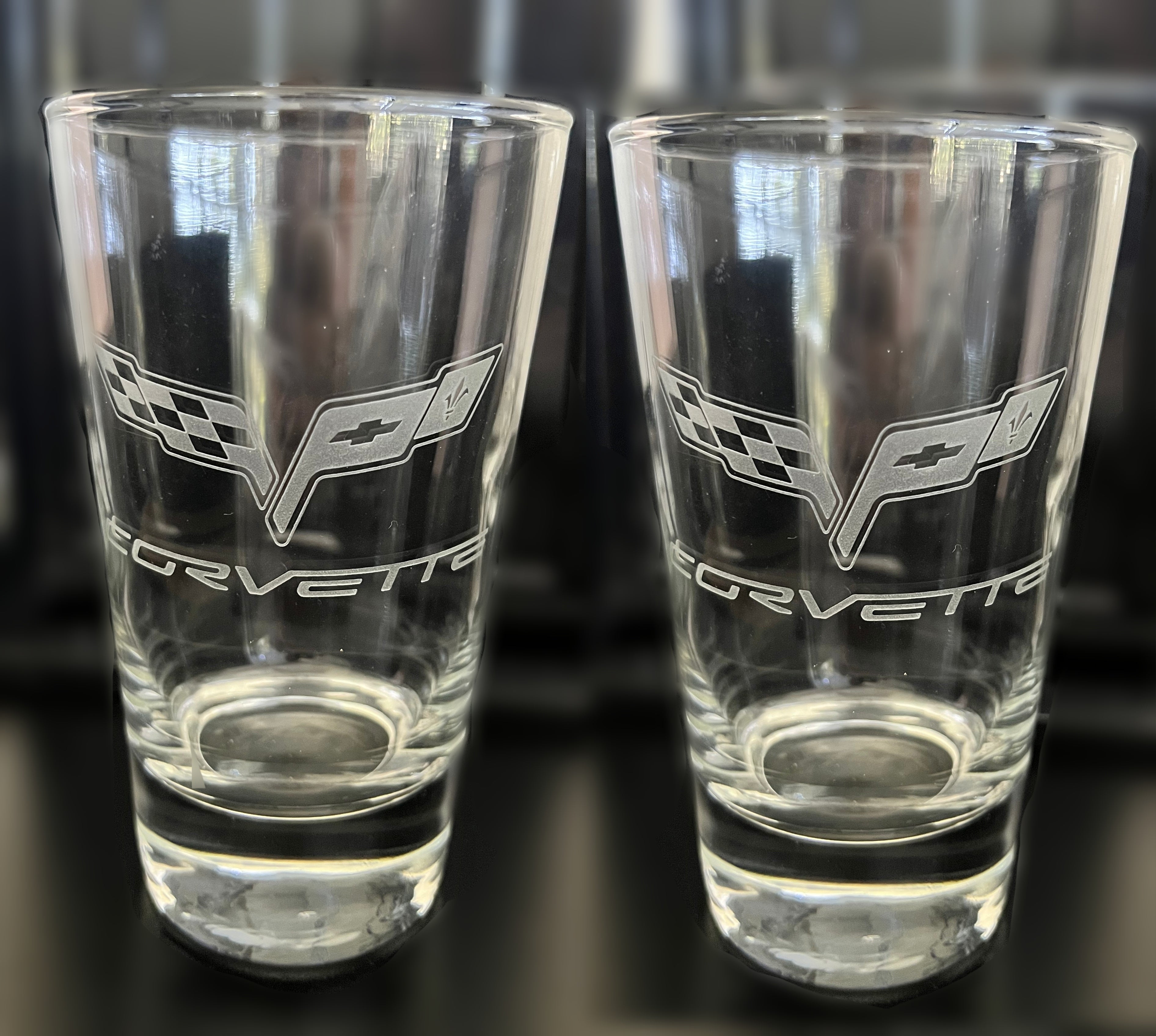 Clearance - C6 Corvette Tall Tapered Glassware: C6 Logo, Set of 2