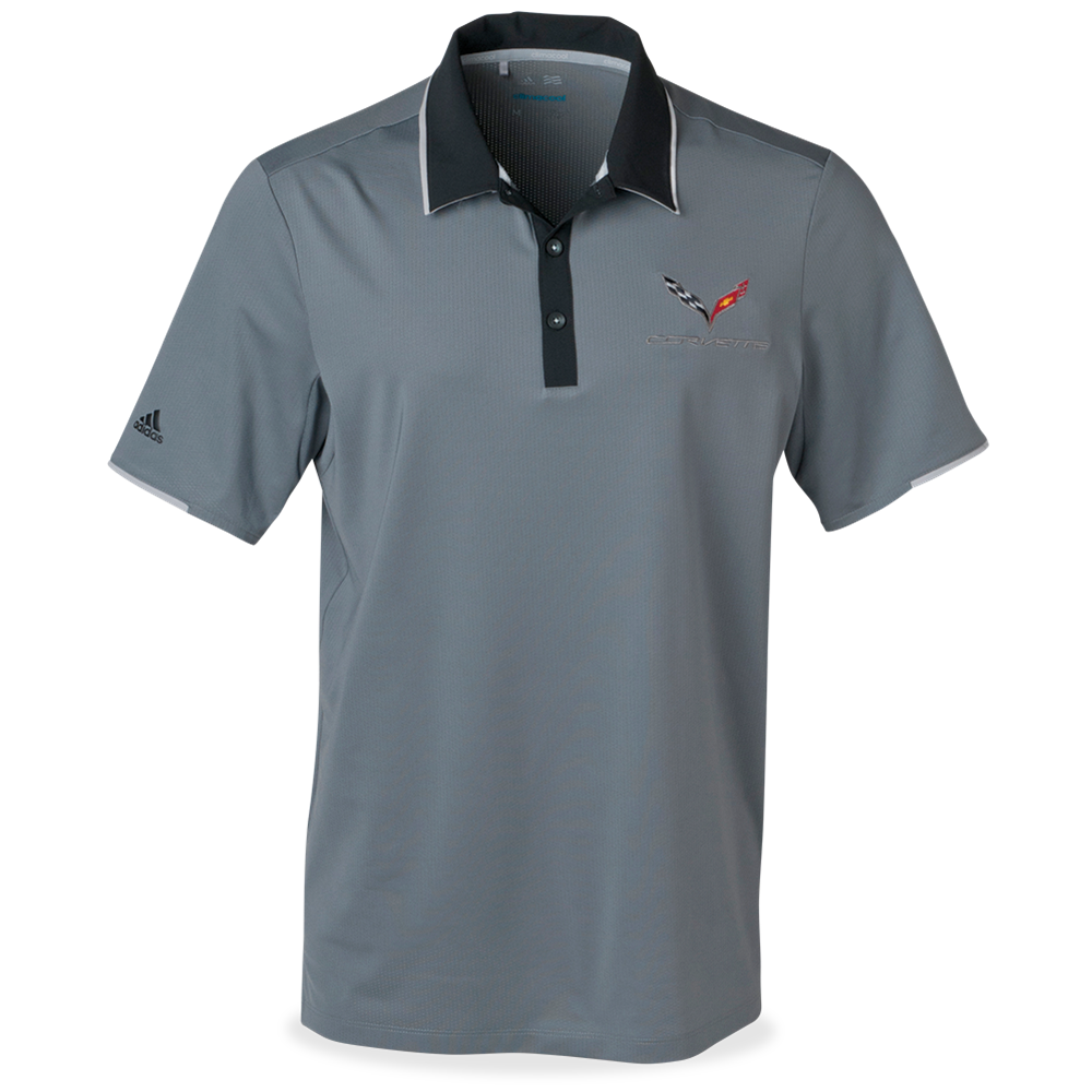 C7 Corvette Adidas Performance Colorblock Polo Gray