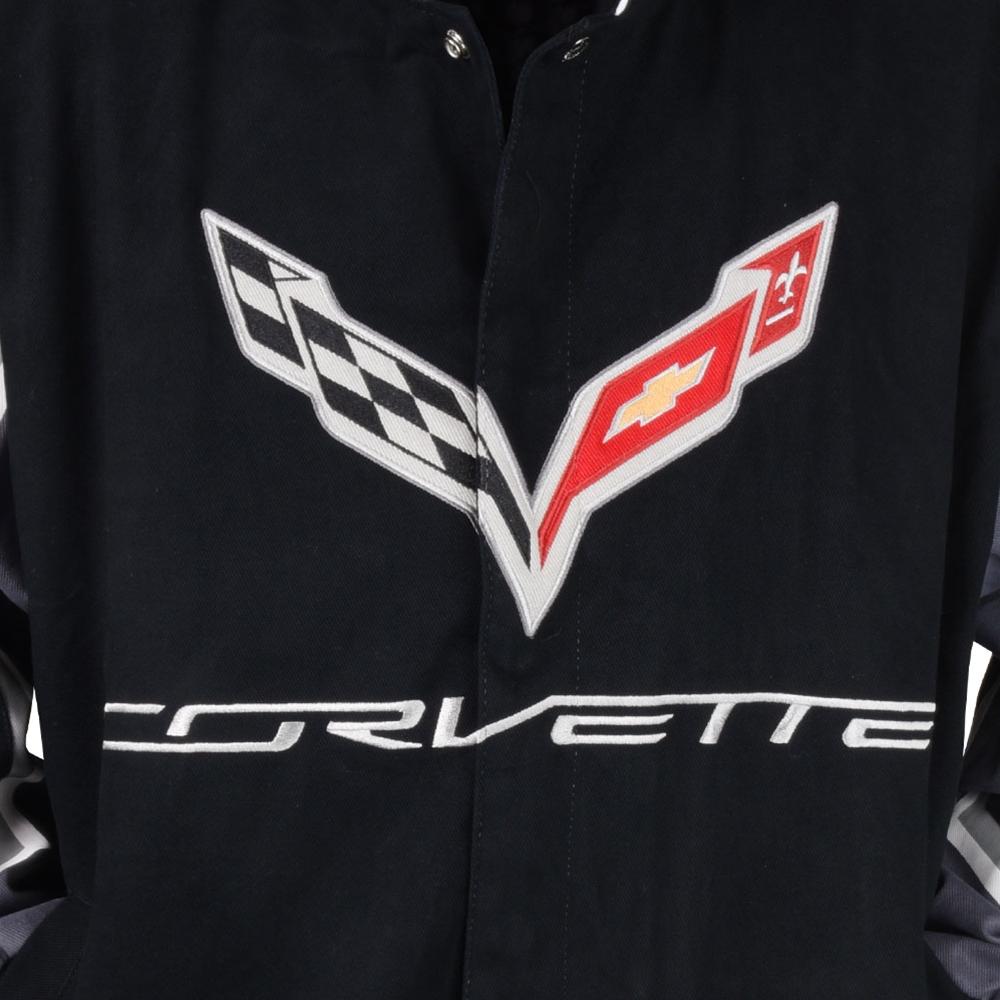 C7 Corvette All Logo Collage Twill Jacket - Black : C1, C2, C3, C4, C5, C6, C7