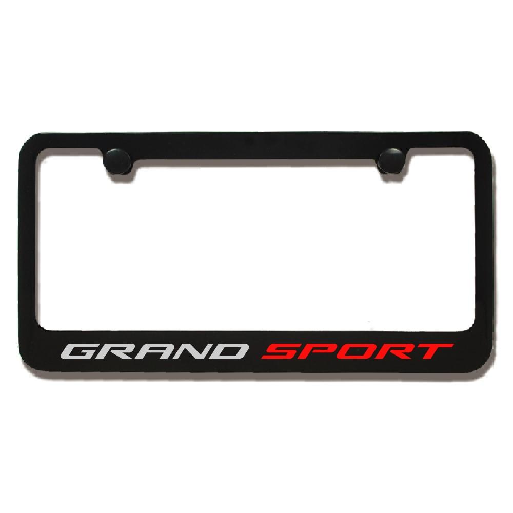 C7 Corvette Black License Plate Frame w/ Grand Sport Script