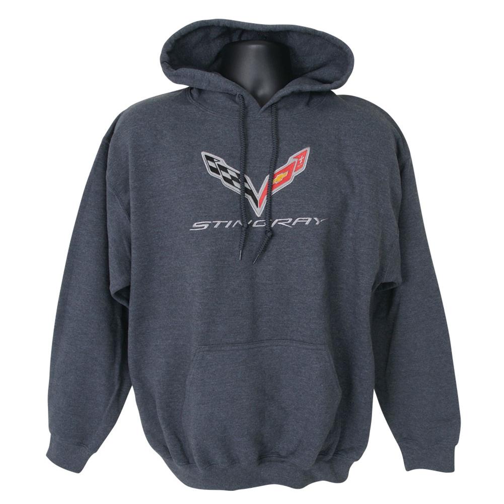 C7 Corvette Embroidered Sweatshirt Hoodie - Charcoal (Large)