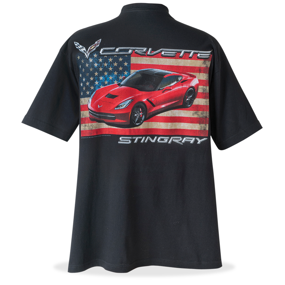 C7 Corvette Flag T-shirt : Black