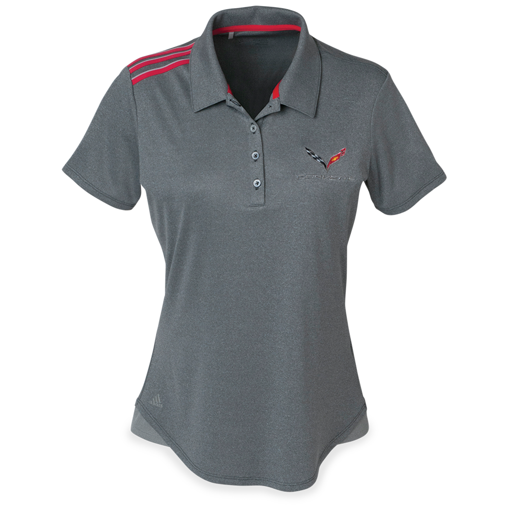 C7 Corvette Ladies Adidas Climacool Sport Shirt : Red Stripes