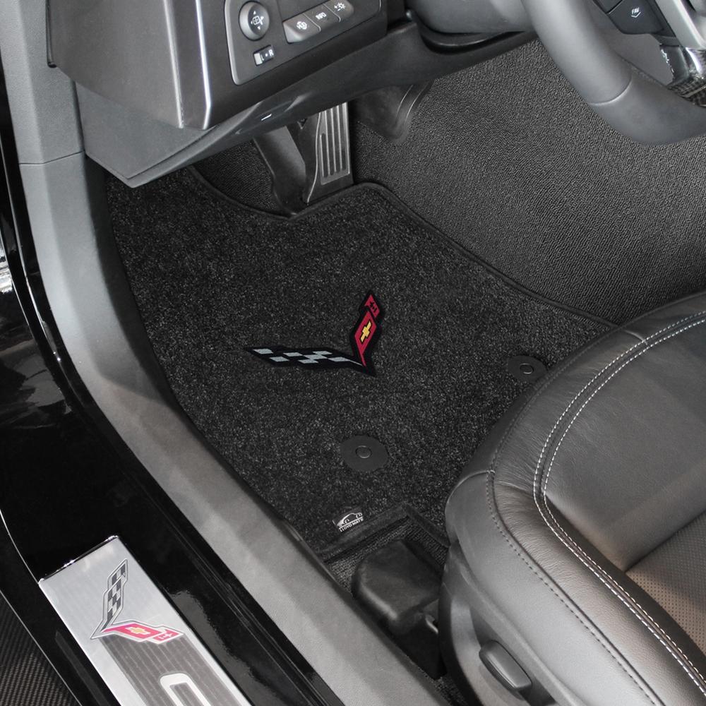 C7 Corvette Stingray Floor Mats - Lloyds Mats with C7 Carbon Crossed Flags