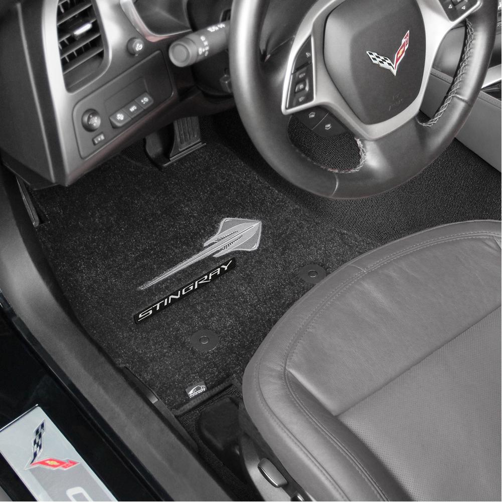 C7 Corvette Stingray Floor Mats - Lloyds Mats with C7 Stingray Emblem & Stingray Script (Dark Gray)