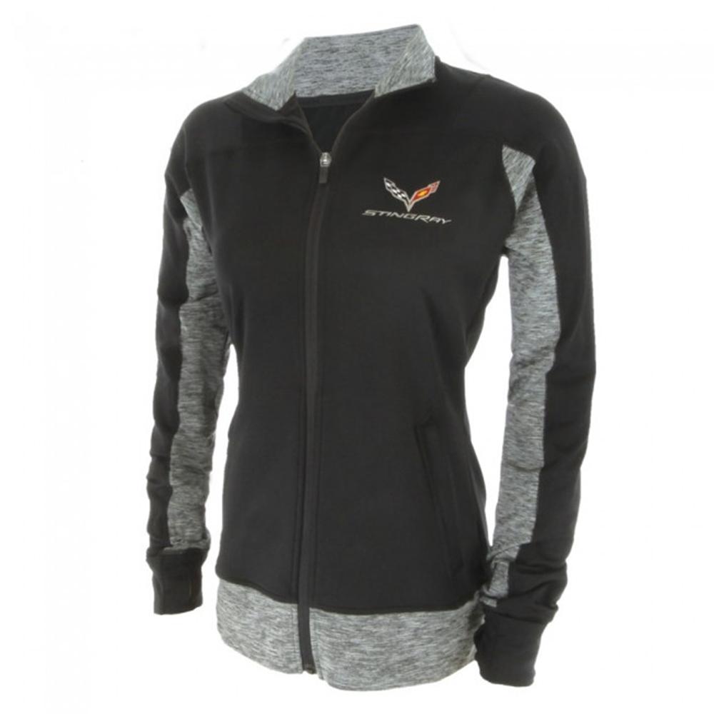 C7 Corvette Stingray Ladies Stormtech Lotus Full-Zip Jacket - Black/Carbon Heather