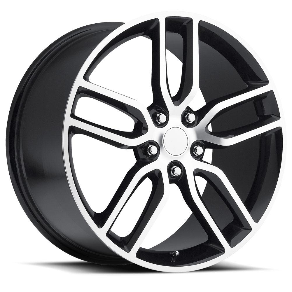 C7 Corvette Z51 Style Reproduction Wheels : Black w/Machined Face