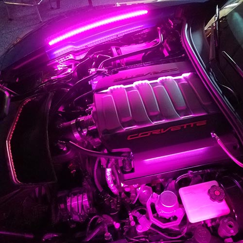 Corvette Complete Engine Bay Lighting Kit - RGB: C7 Stingray, Z51, Grand Sport