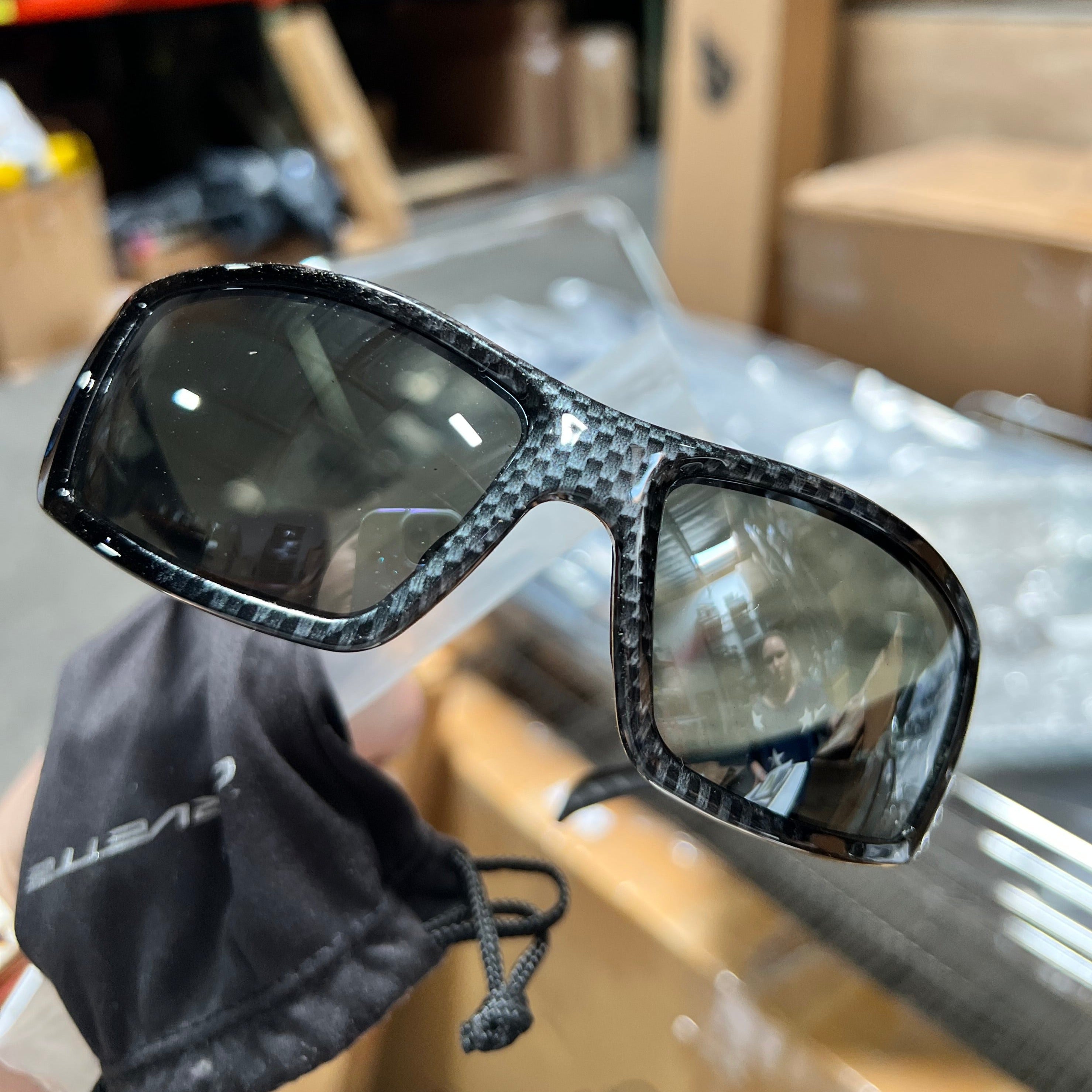 Corvette Sunglasses - Simulated Carbon Fiber & Gloss Black : C7 Logo