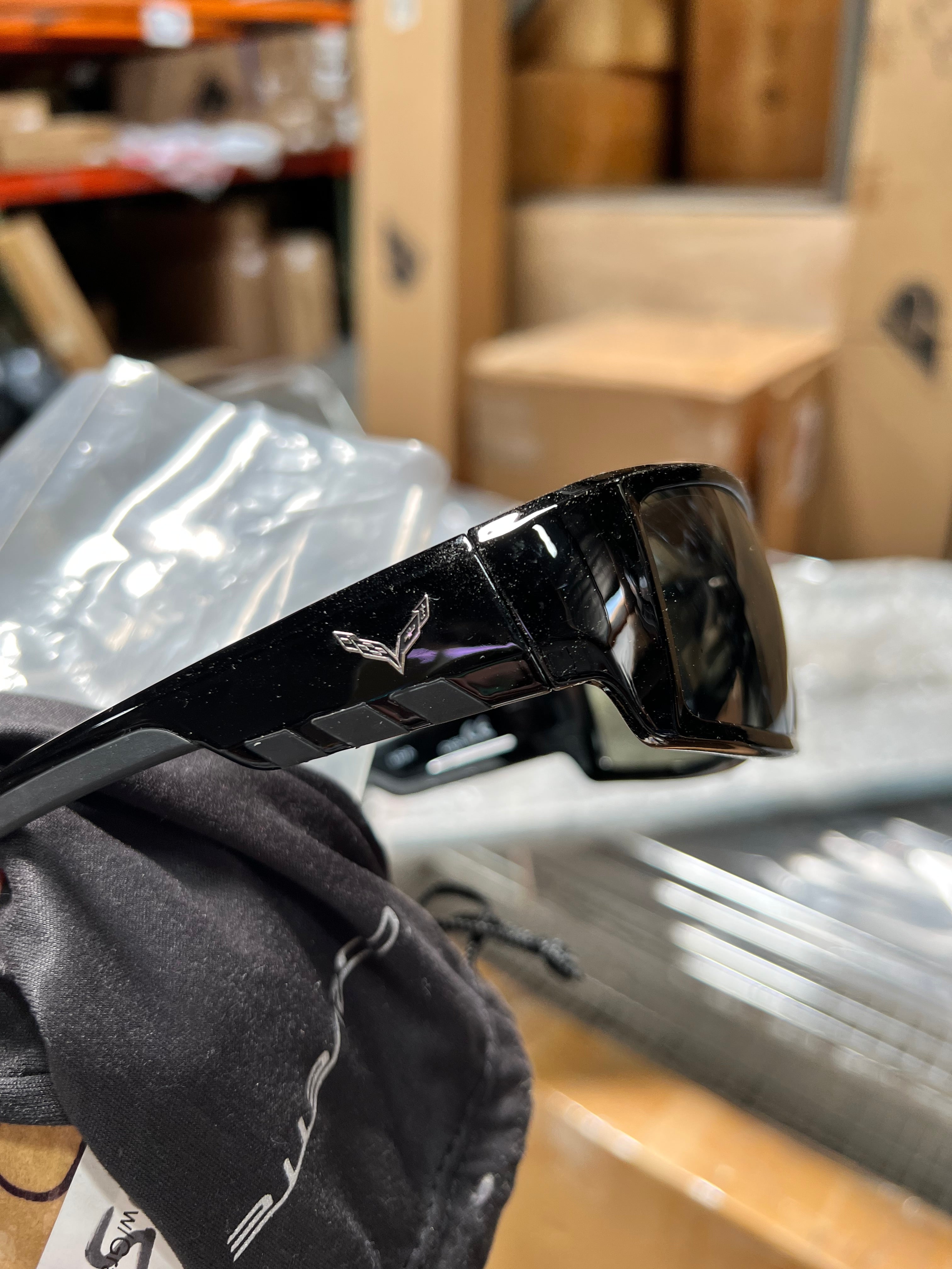 Corvette Sunglasses - Simulated Carbon Fiber & Gloss Black : C7 Logo