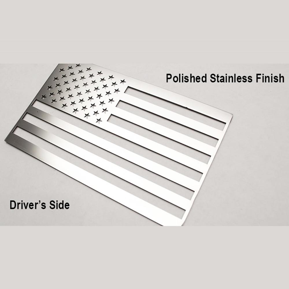 Corvette American Flag Vehicle Emblem : Stainless Steel
