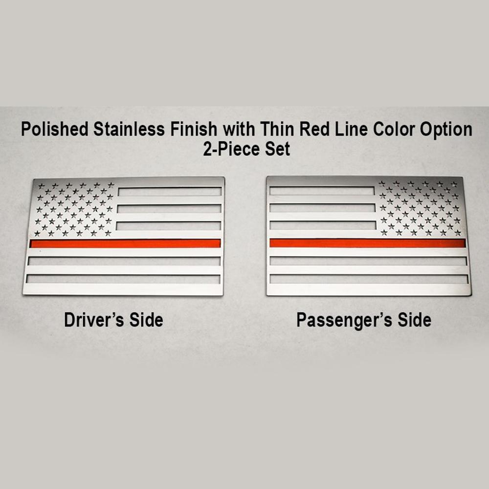 Corvette American Flag Vehicle Emblem : Stainless Steel - Set of 2 Polished