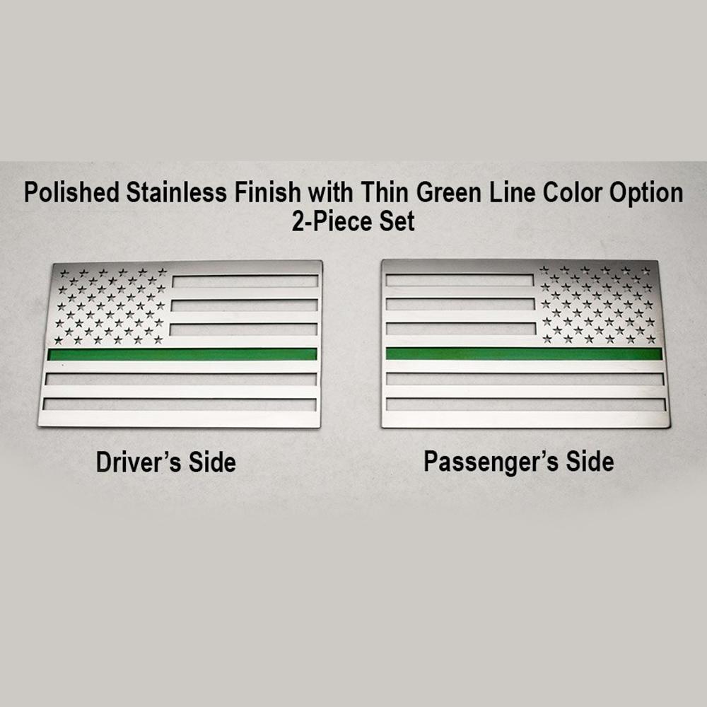 Corvette American Flag Vehicle Emblem : Stainless Steel - Set of 2 Polished