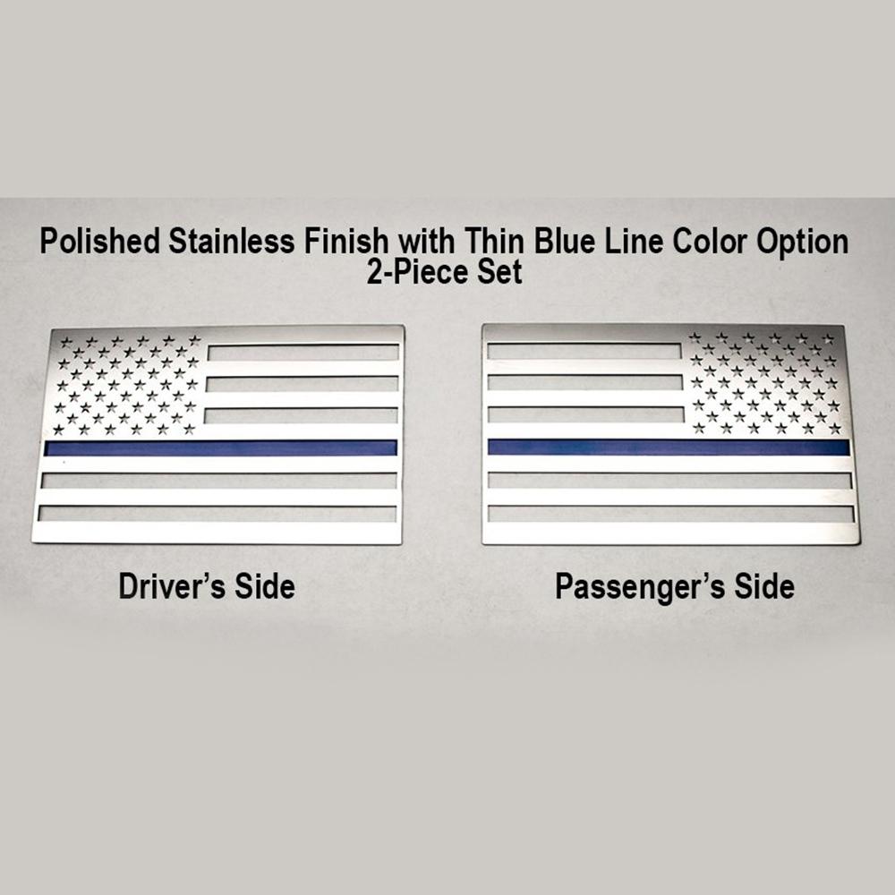 Corvette American Flag Vehicle Emblem : Stainless Steel - Set of 2 Polished