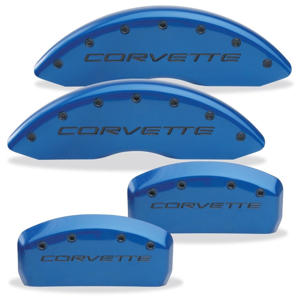 Corvette Brake Caliper Cover Set (4) - Body Color Matched with Black Bolts and Script : 1997-2004 C5 & Z06