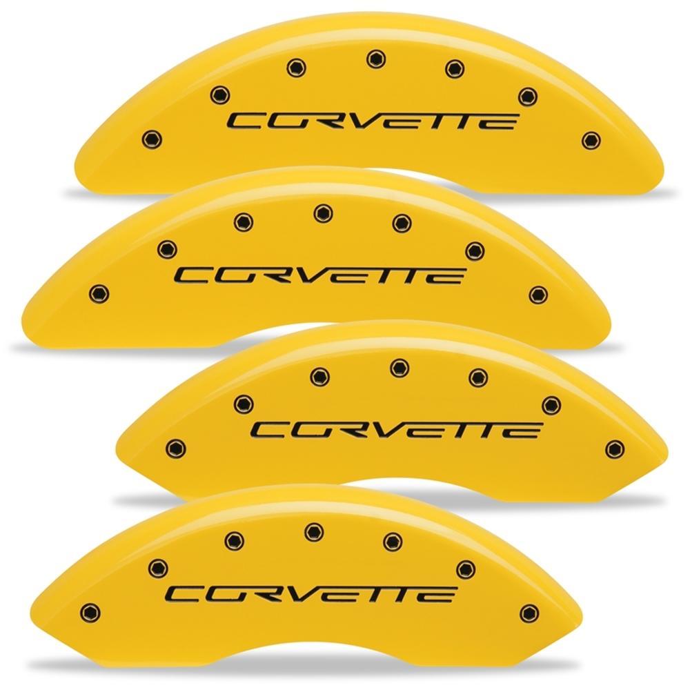 Corvette Brake Caliper Cover Set (4) - Velocity Yellow : 2006-2013 C6 Z06 & GS Only with Black Script (Blem)