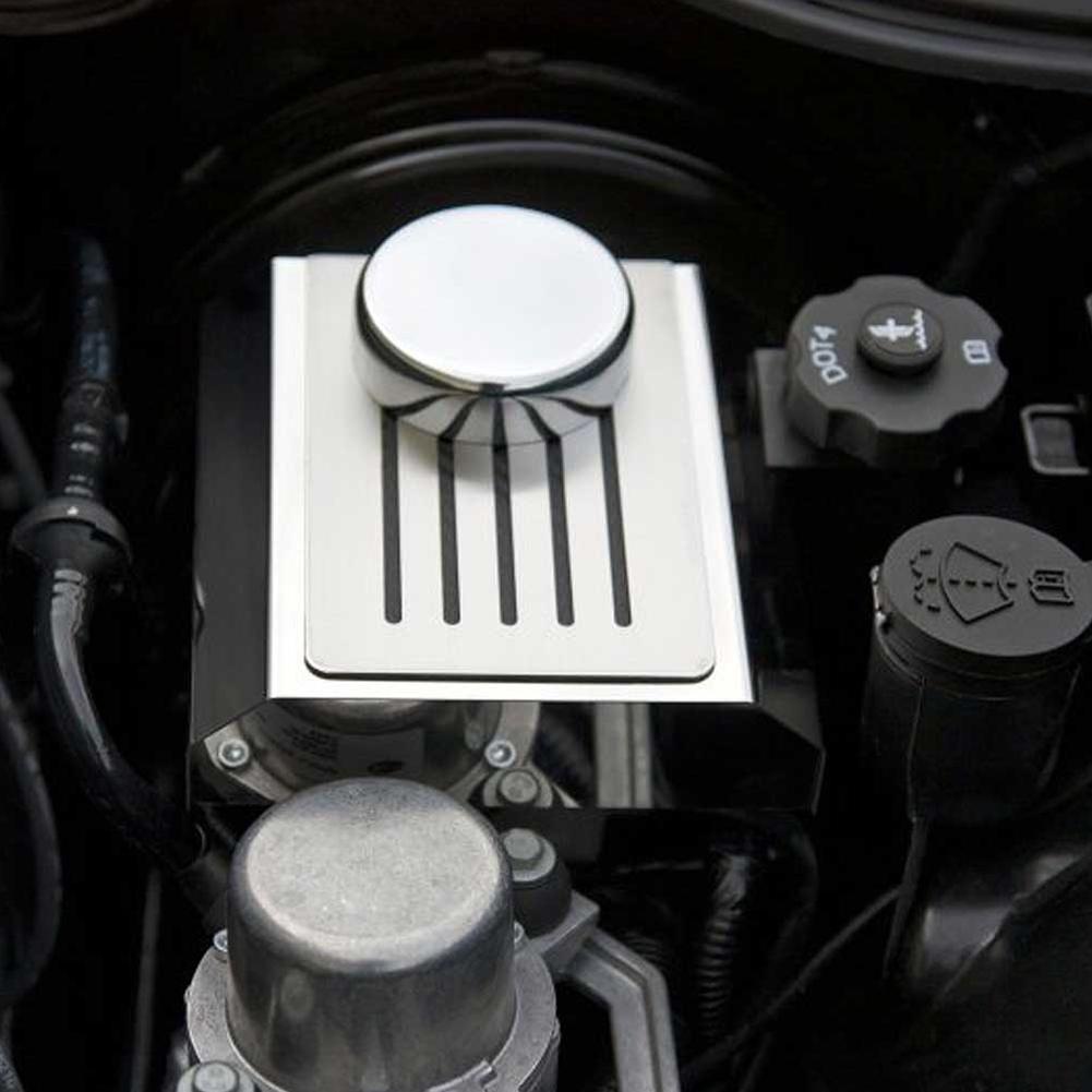 Corvette Brake Master Cylinder Cover w/ Cap Cover - Stainless Steel : C7 Stingray, Z51, Z06, Grand Sport, ZR1 (Black)