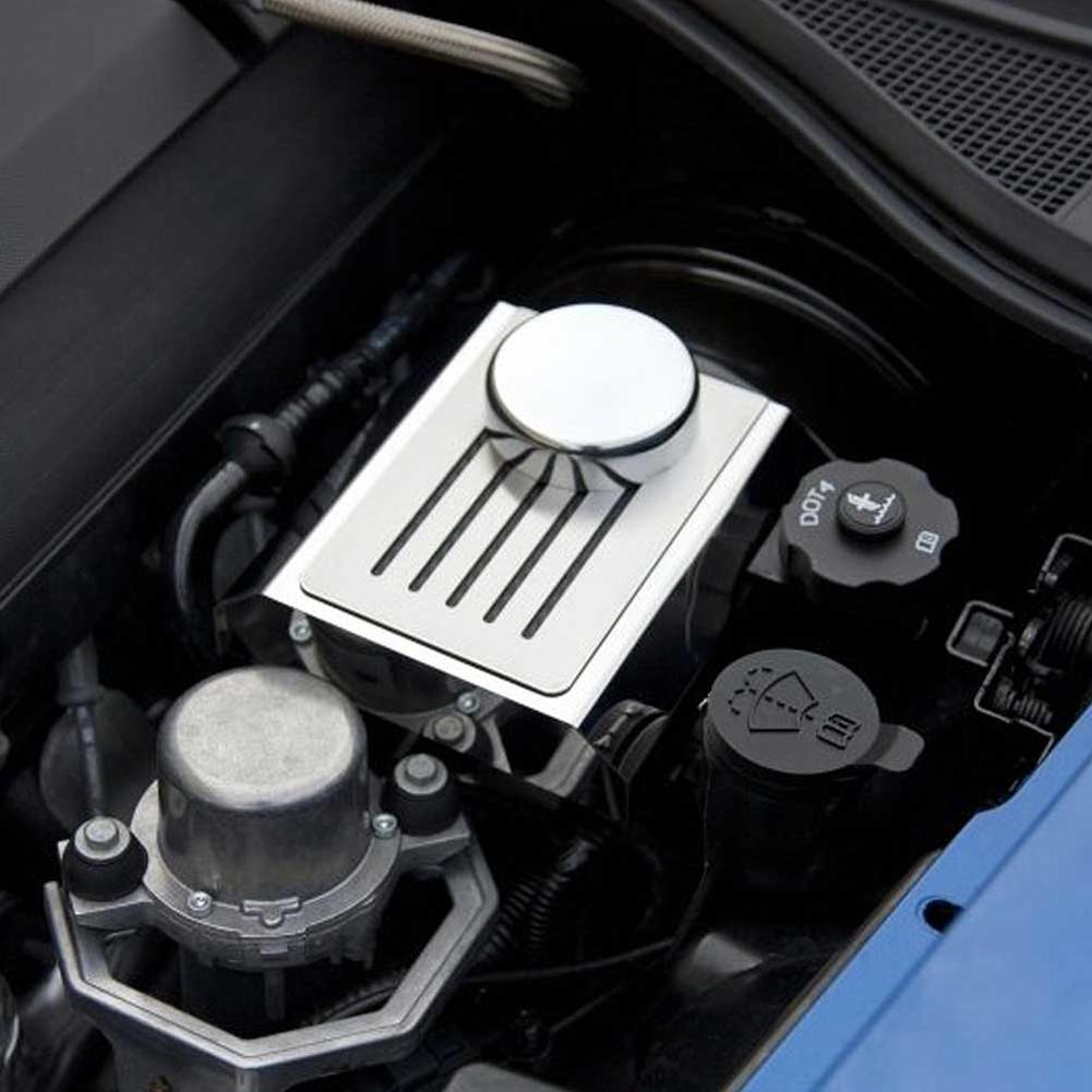Corvette Brake Master Cylinder Cover w/ Cap Cover - Stainless Steel : C7 Stingray, Z51, Z06, Grand Sport, ZR1 (Black)