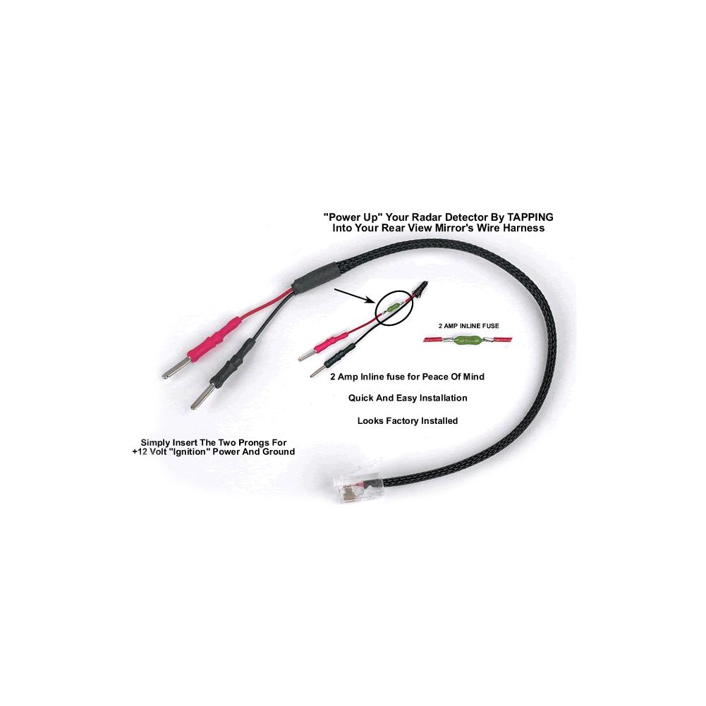 Corvette 9" MirrorTap Radar Detector Power Cord with Inline Fuse : 1997-2019 C5, C6, C7