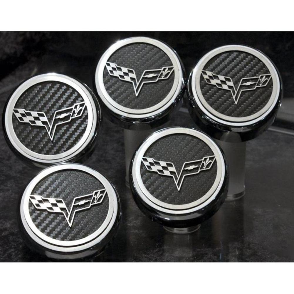 Corvette Cap Cover Set - C6 GM Licensed Series Chrome/Brushed/Carbon Fiber : 2005-2013 C6 (Manual Trans - Yellow)