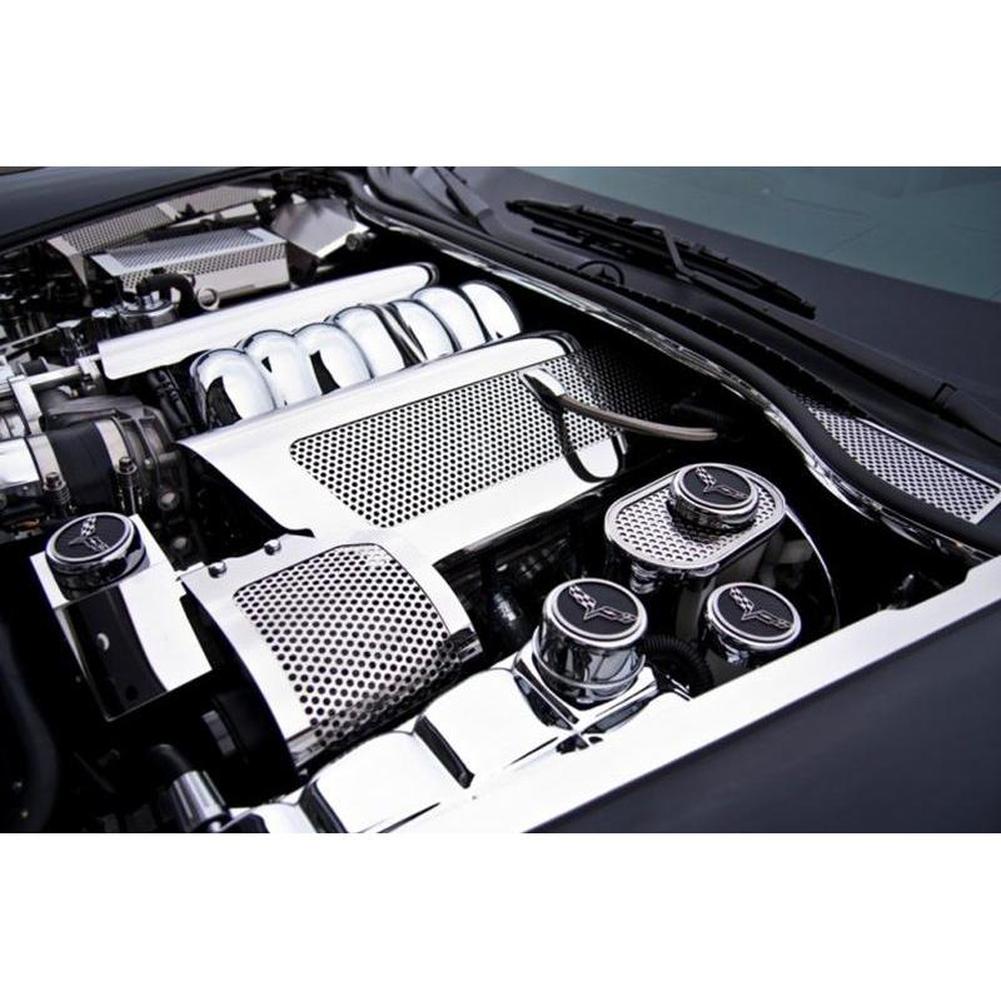 Corvette Cap Cover Set - C6 GM Licensed Series Chrome/Brushed/Carbon Fiber : 2005-2013 C6 (Manual Trans - Yellow)