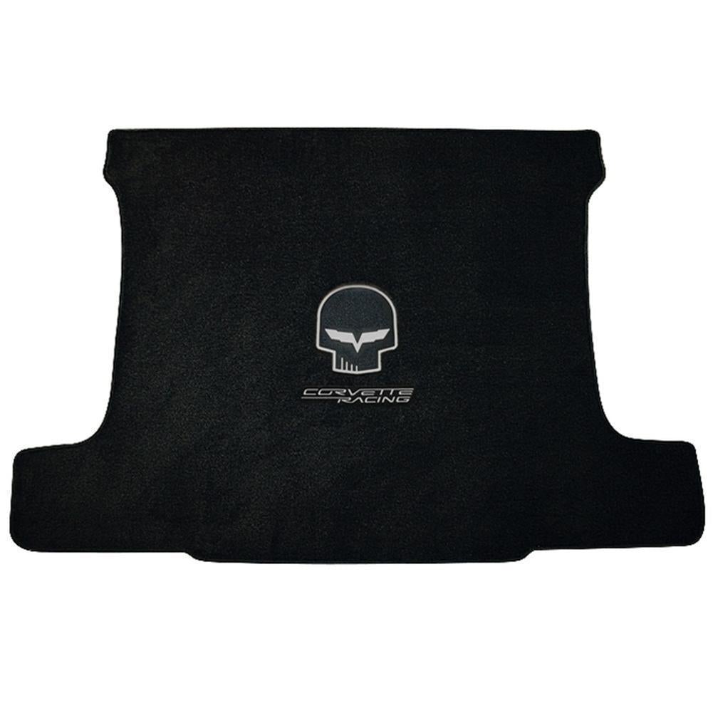 Corvette Convertible Cargo Mat - Ebony with Silver Jake Skull and Racing Script: 2005-2013 C6 or Grand Sport