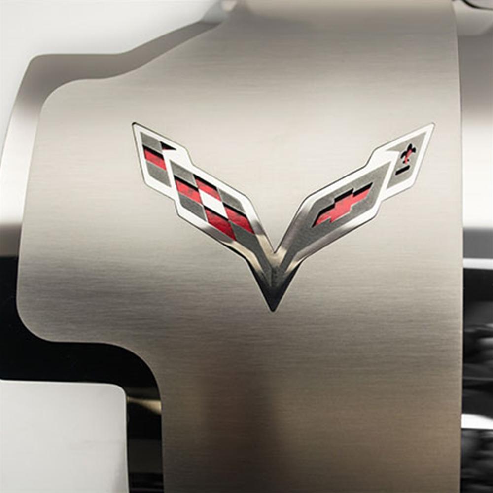 Corvette - Crossed Flags Alternator Cover : C7 Stingray, Z51, Z06, Grand Sport