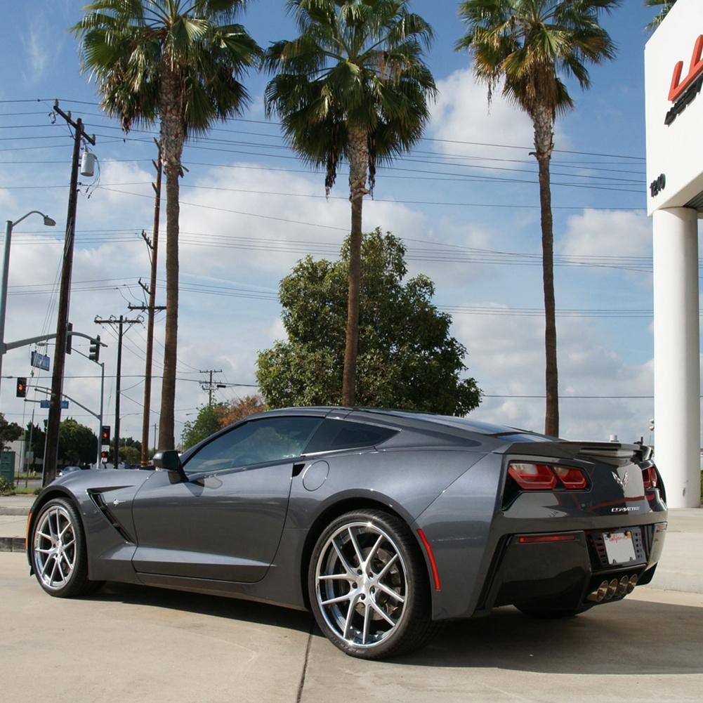Corvette Custom Wheels WCC 639 3 Pc. Forged Series : Machined Face / Grey Window with Chrome Lip