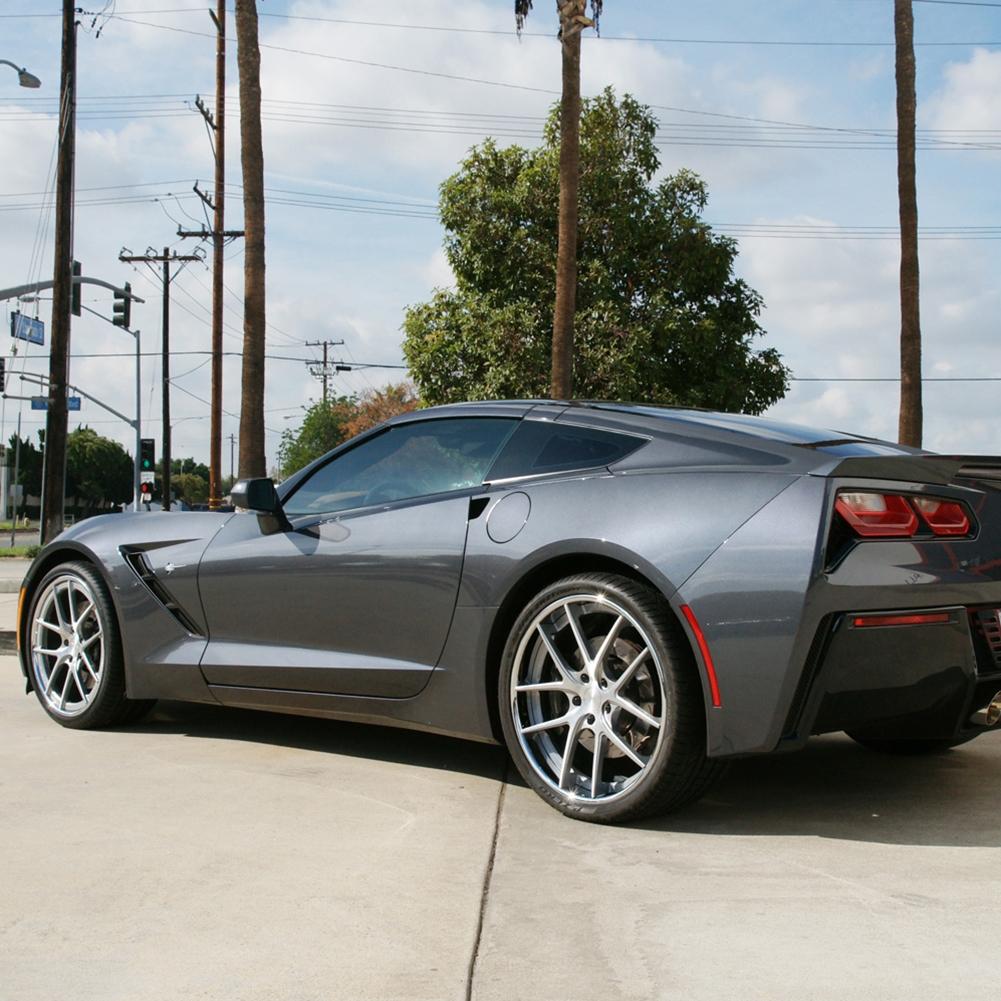 Corvette Custom Wheels WCC 639 3 Pc. Forged Series : Machined Face / Grey Window with Chrome Lip