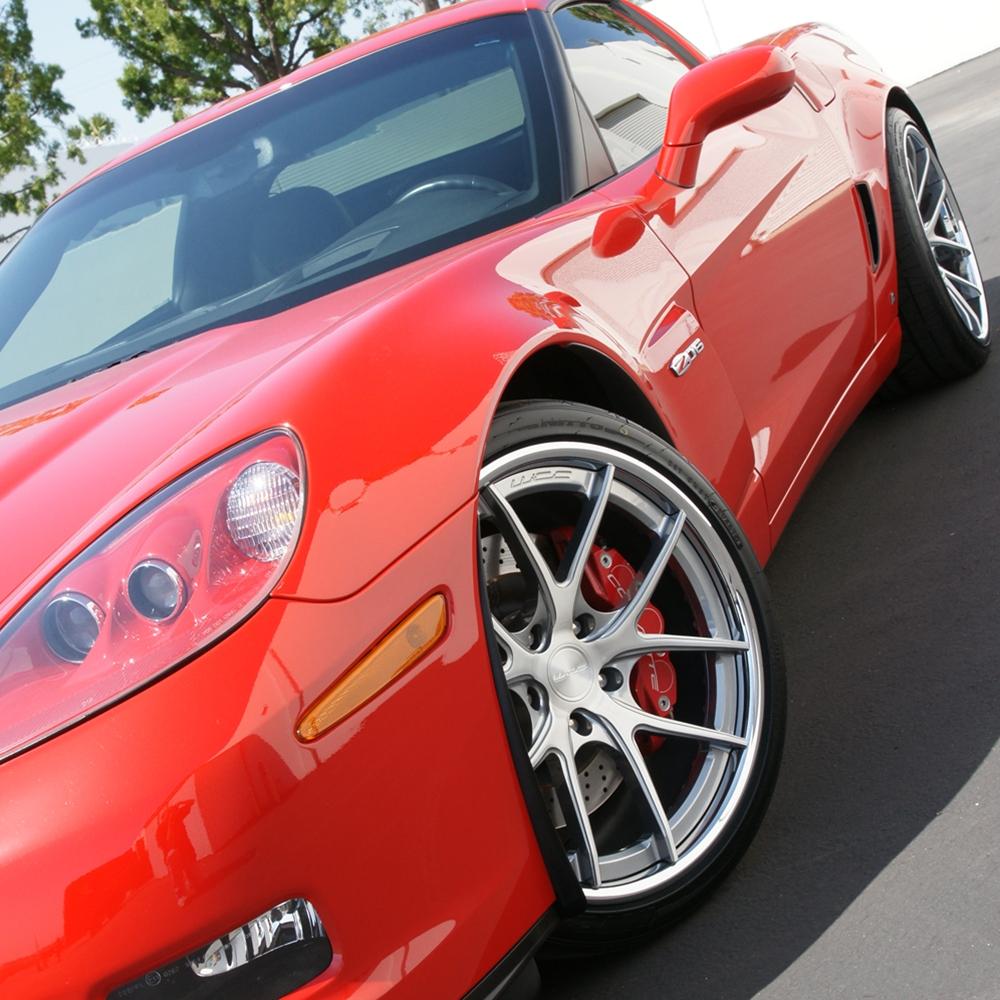 Corvette Custom Wheels WCC 639 3 Pc. Forged Series (Set) : Machined Face / Grey Window with Chrome Lip