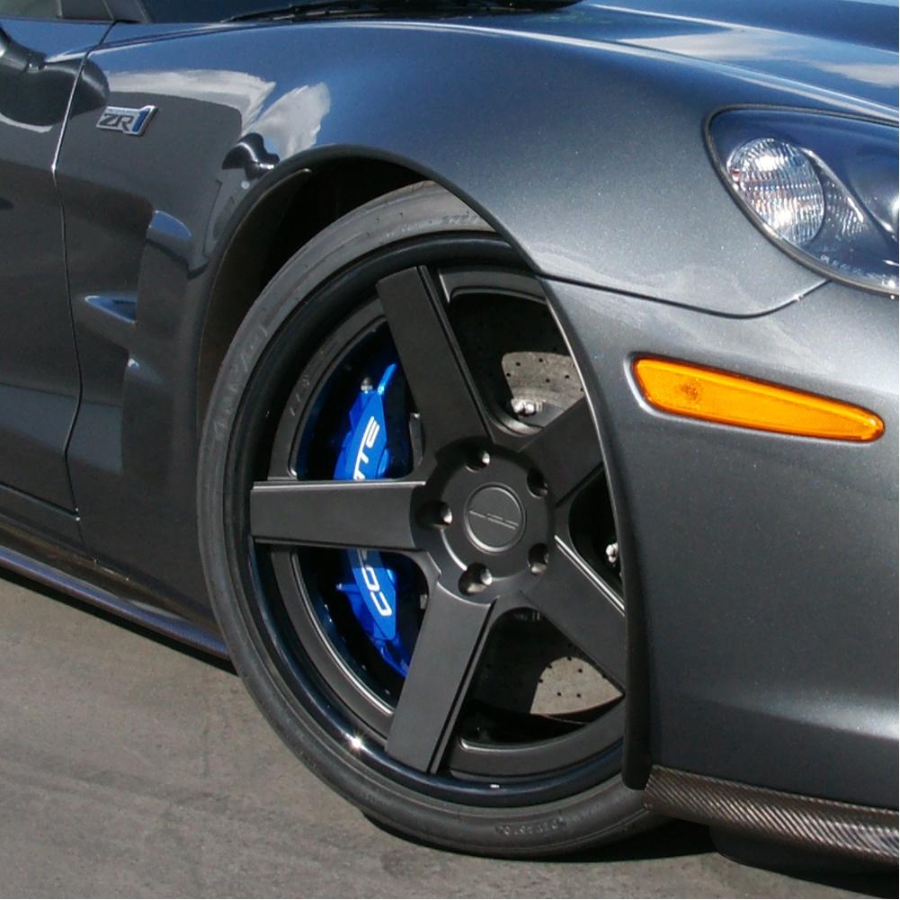 Corvette Custom Wheels - WCC 835 3 Pc. Forged Series : Flat Black Face with Gloss Black Lip