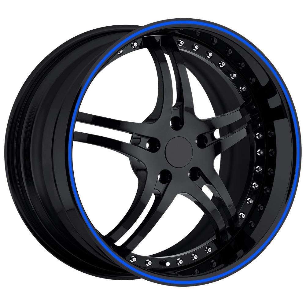 Corvette Custom Wheels - WCC 946 EXT Forged Series : Gloss Black with Blue Stripe
