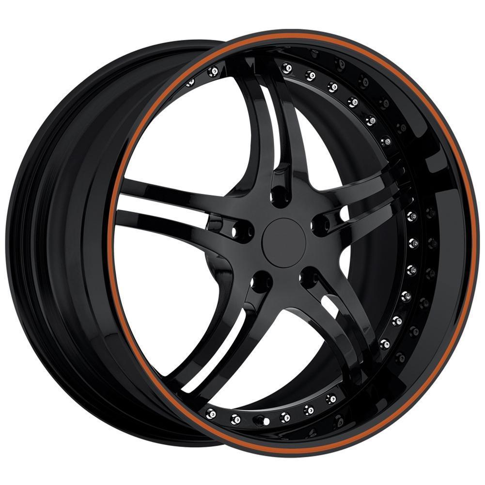 Corvette Custom Wheels - WCC 946 EXT Forged Series : Gloss Black with Orange Stripe