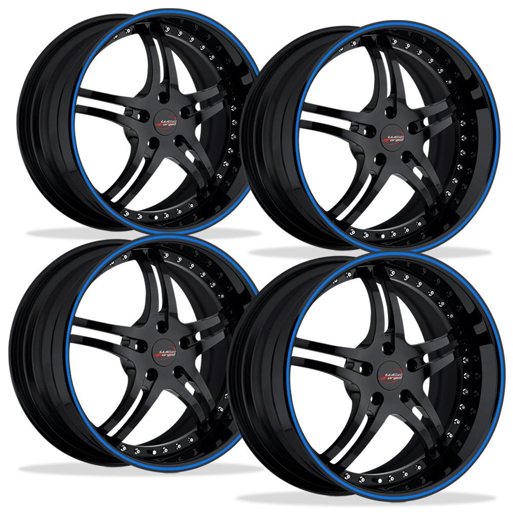 Corvette Custom Wheels - WCC 946 EXT Forged Series (Set) : Gloss Black with Blue Stripe
