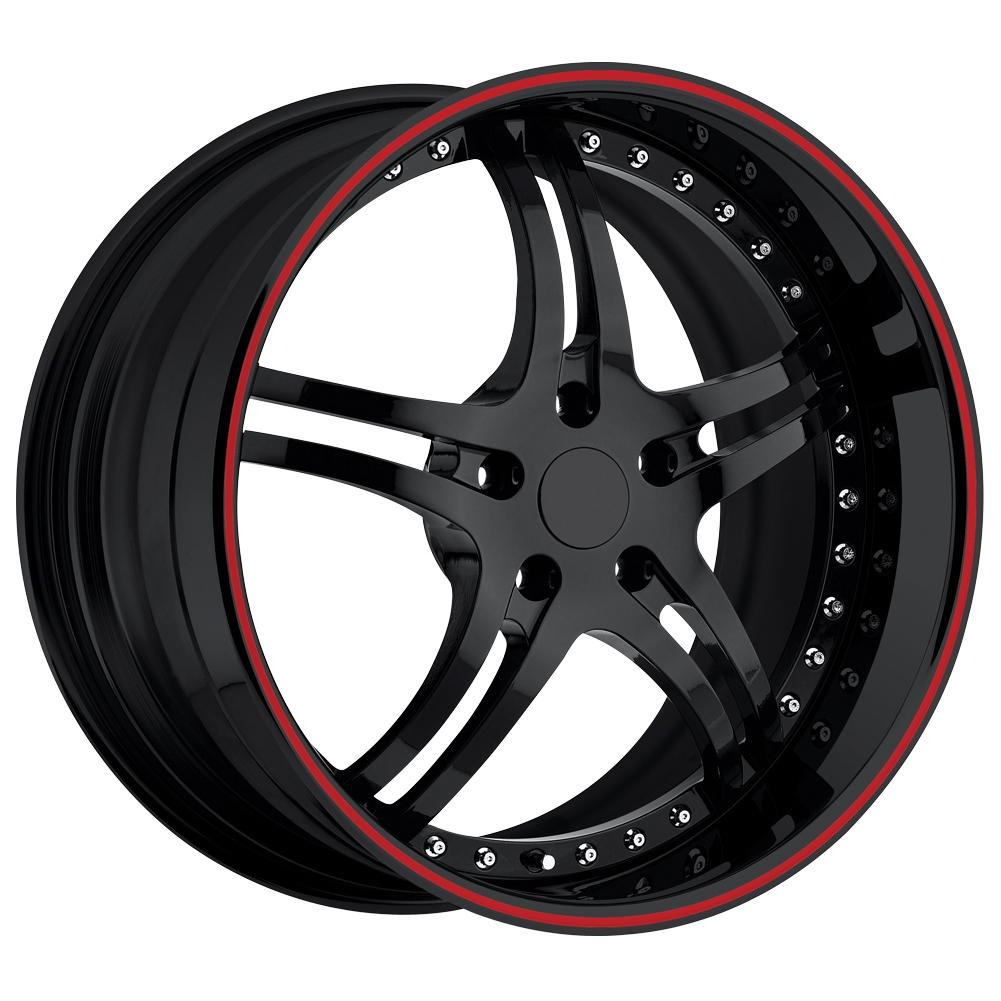 Corvette Custom Wheels - WCC 946 EXT Forged Series (Set) : Gloss Black with Red Stripe